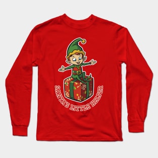 Santa's Little Helper Cute Christmas Elf Long Sleeve T-Shirt